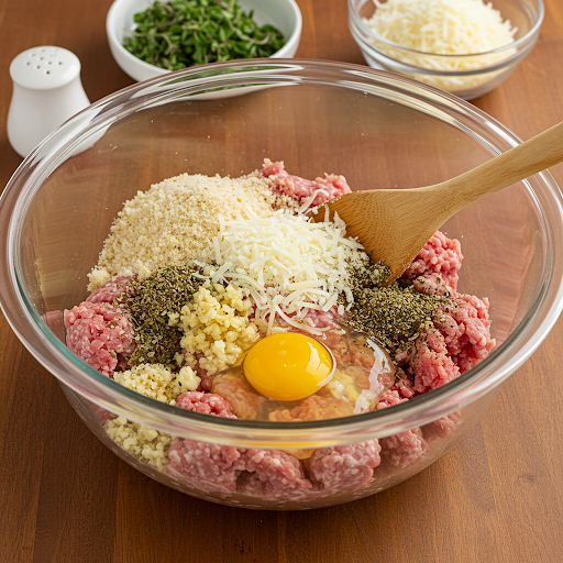 Hjemmelaget spaghetti med kjøttboller og tomatsaus på en rustikk tallerken