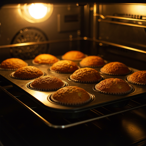 Gulrotmuffins stekes i ovnen til gyllenbrune.