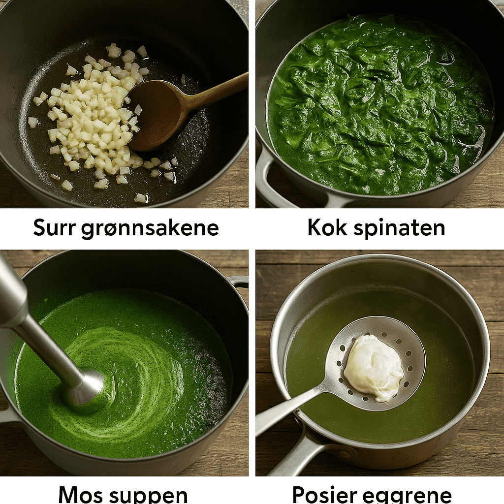 Kremet spinatsuppe med egg