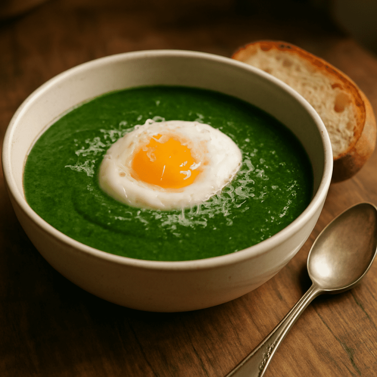 Kremet spinatsuppe med egg