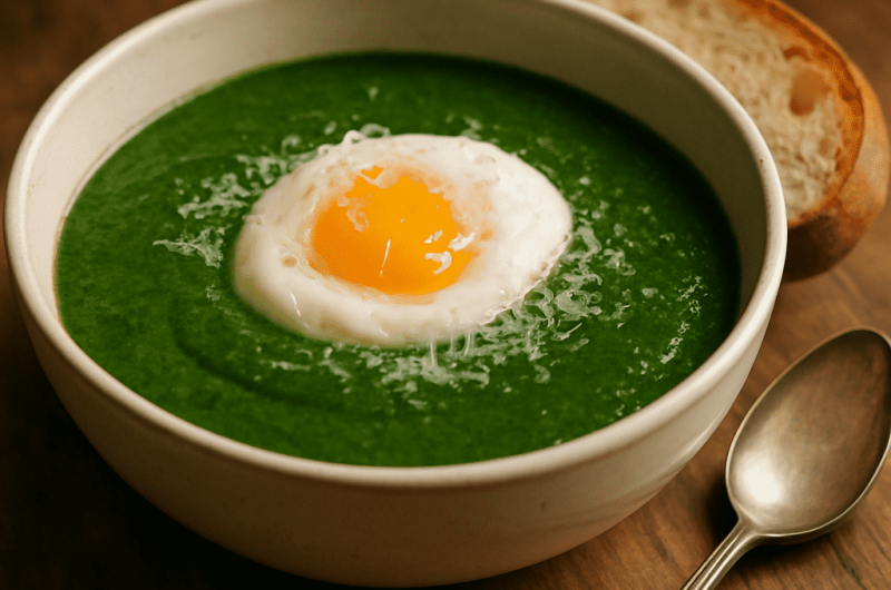 Kremet spinatsuppe med egg