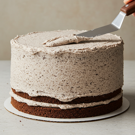 frosting av toppen og siden av oreokake