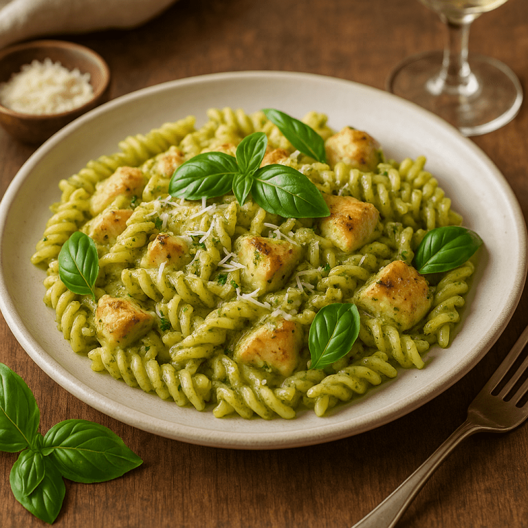 Kyllingpasta med pesto