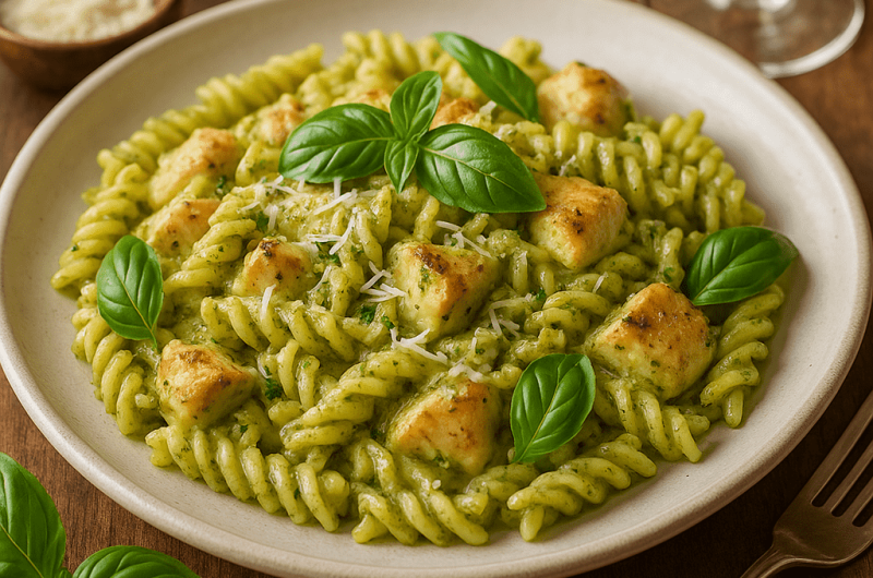 Kyllingpasta med pesto