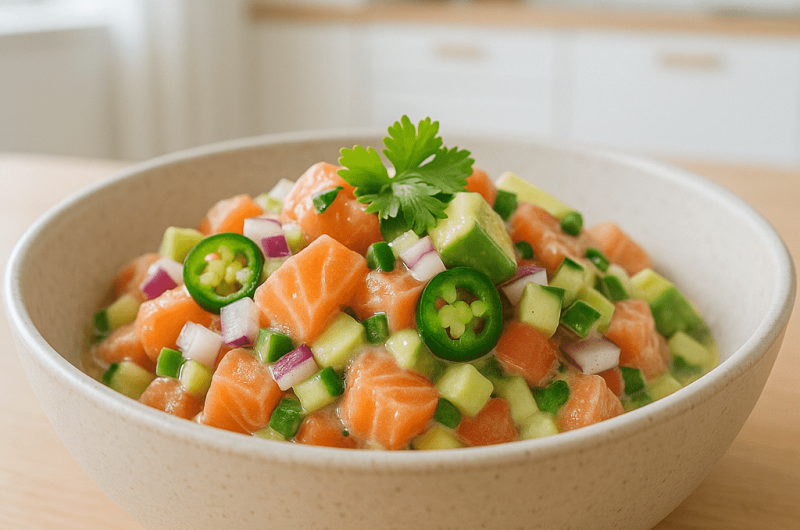 Laks Ceviche med kremet avokado