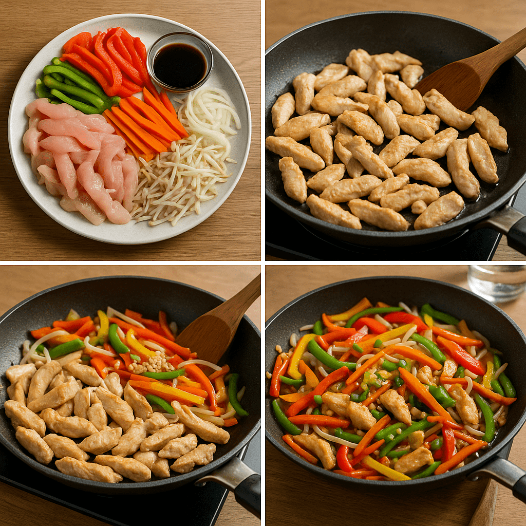 trinn for å lage kylling chop suey