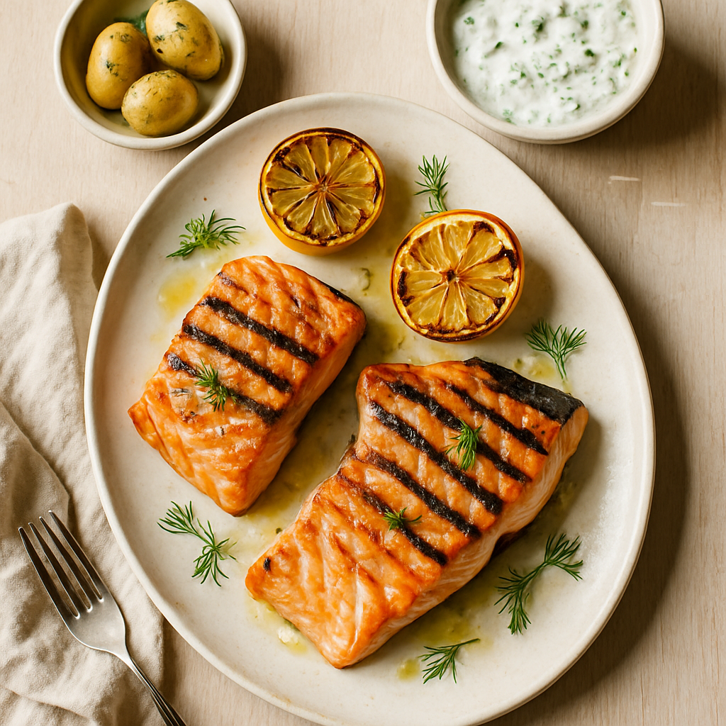 Grillet Laksefilet – ferdig stekt og servert