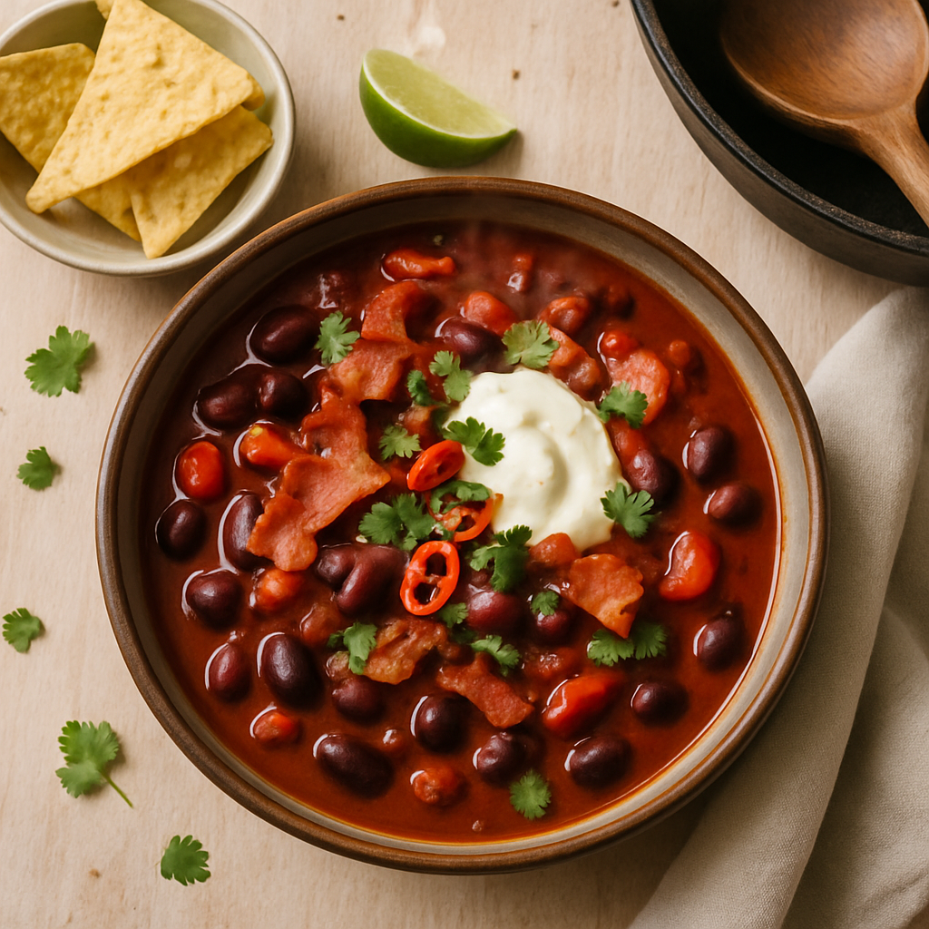 Chili- og Bønnegryte med Bacon